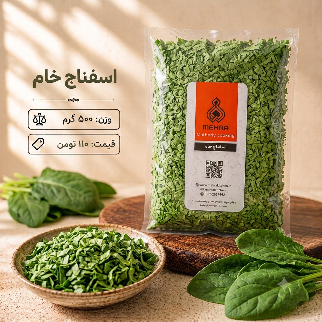 اسفناج خام خرد شده یک کیلویی (ارسال به تهران و حومه)