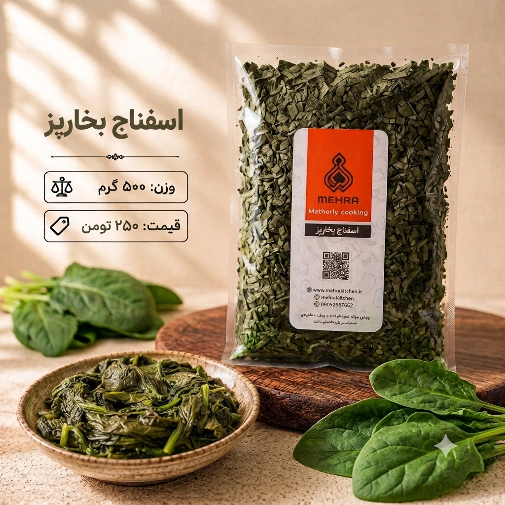 اسفناج بخارپز نیم کیلویی (ارسال فقط برای تهران)