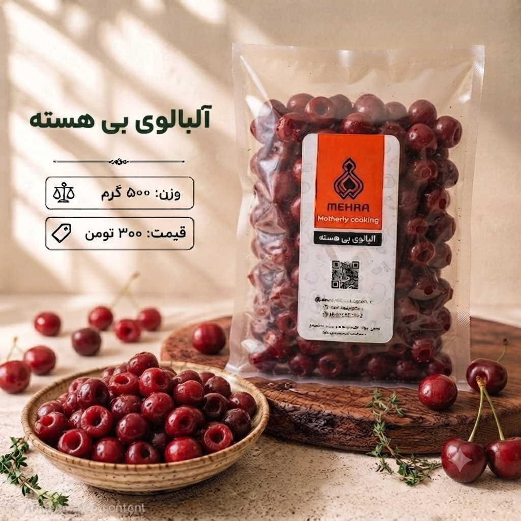 آلبالو بی هسته خام نیم کیلویی(ارسال به تهران و حومه)