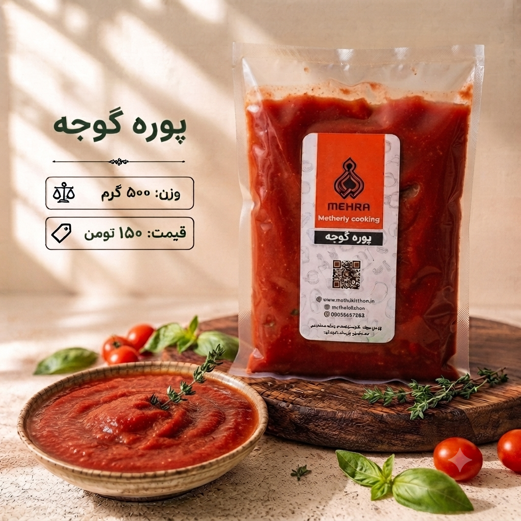 پوره گوجه غلیظ نیم کیلویی(ارسال به تهران و حومه)