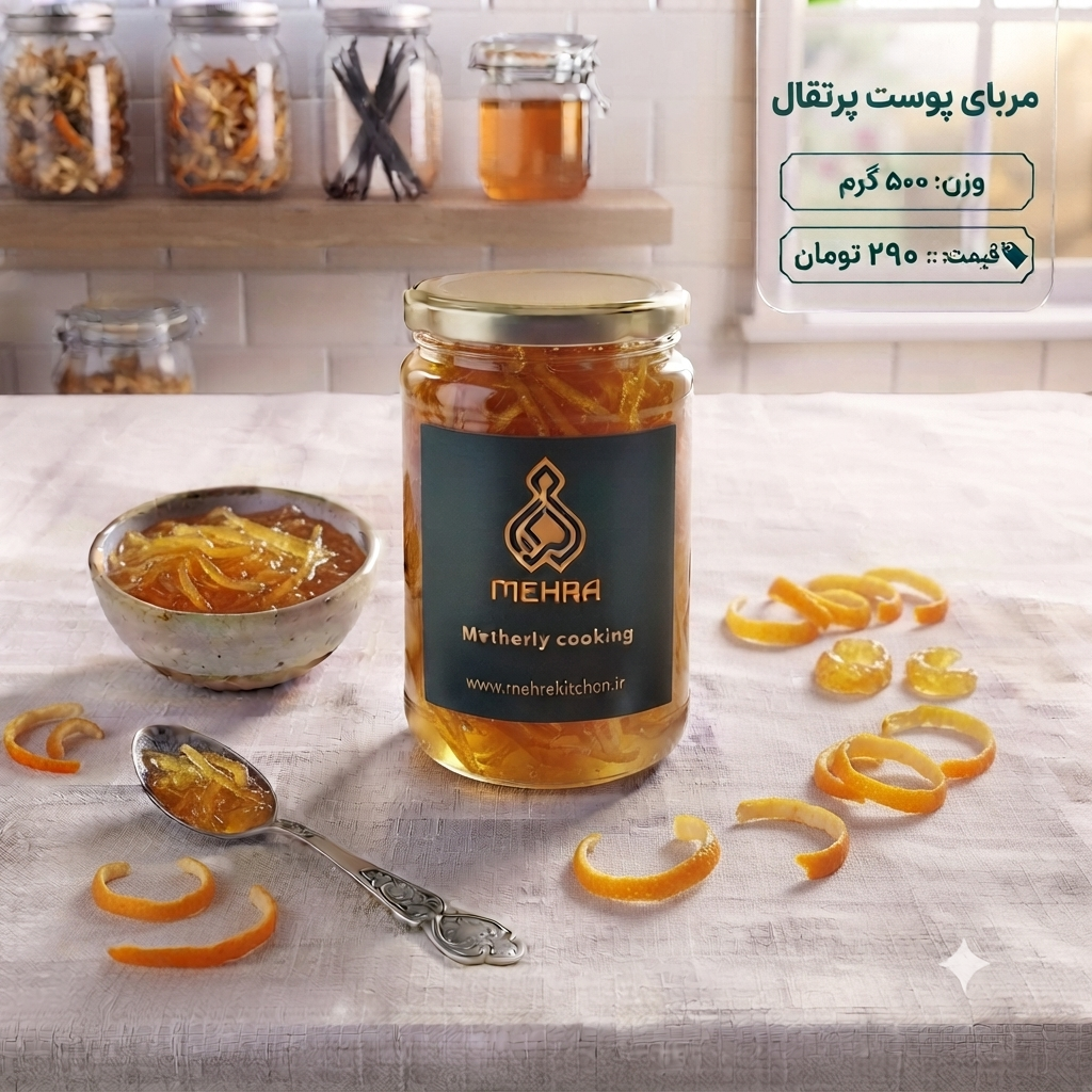 مربای پوست پرتقال خانگی نیم کیلویی