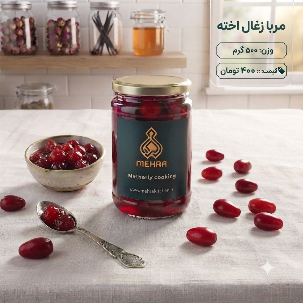 مربای زغال اخته خانگی نیم کیلویی