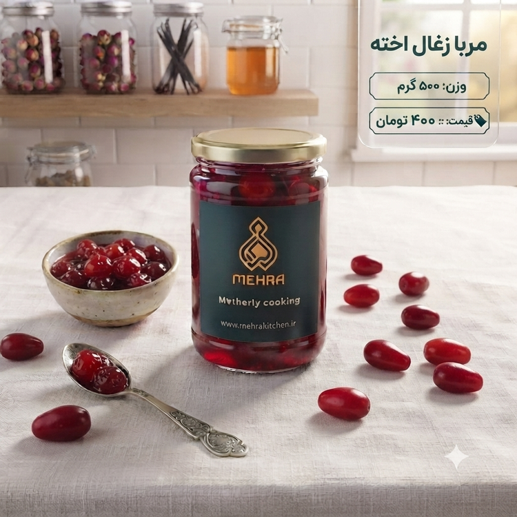 مربای زغال اخته خانگی نیم کیلویی