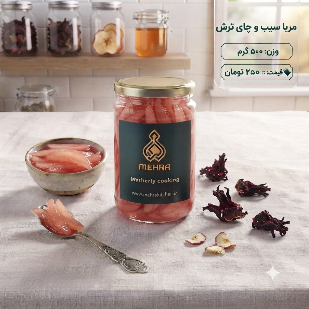 مربای سیب و چای ترش نیم کیلویی